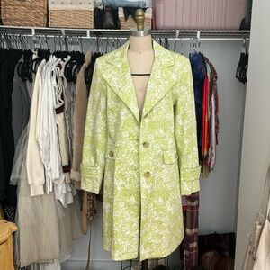 Green Floral Trench Coat
